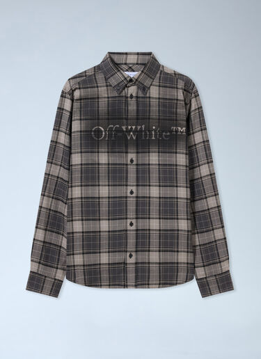 Off-White 喷雾书籍格纹法兰绒衬衫 灰色 ofw0162076