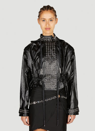 LN-CC® - Rabanne: Eyelet Biker Jacket - Black Rabanne Eyelet Biker Jacket Black pac0252010