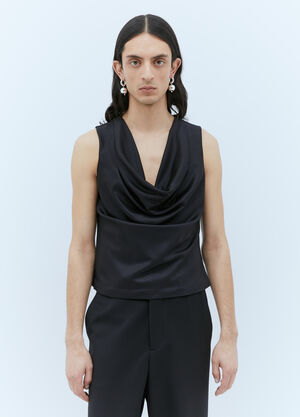 Aaron Esh Draped Wool Top Black ash0154005