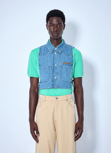 LN-CC® - Miu Miu: Cropped Chambray Tie Shirt - Light Blue Miu Miu Cropped Chambray Tie Shirt Light Blue miu0165012