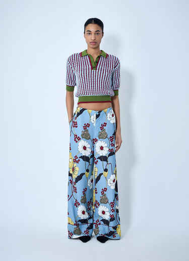 Marni Wide-Leg Floral Trousers Blue mni0263007