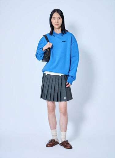 Miu Miu Logo Motif Sweatshirt Light Blue miu0265008