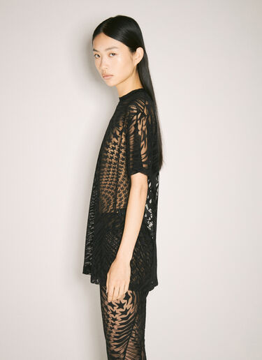 LN-CC® - Mugler: Sheer Flocked Star T-Shirt - Black Mugler Sheer Flocked Star T-Shirt Black mug0255024
