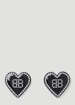 LN-CC® - Balenciaga: Heart Logo Earrings - Black Balenciaga Heart Logo Earrings Black bal0253099