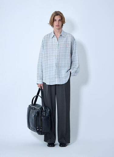 LN-CC® - Acne Studios: Plaid Button-Up Shirt - Grey Acne Studios Plaid Button-Up Shirt Grey acn0164033