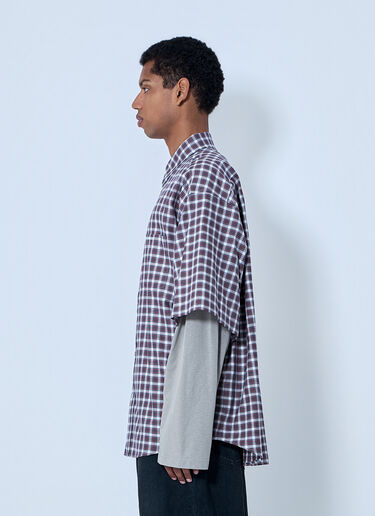 LN-CC® - Balenciaga: Layered Check Shirt - Red Balenciaga Layered Check Shirt Red bal0164004
