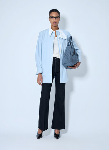 Bottega Veneta Asymmetrical Collar Long-Sleeve Shirt Blue bov0264049