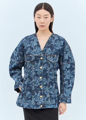 LN-CC® - GANNI: Lazer Denim Blazer - Blue GANNI Lazer Denim Blazer Blue gan0257014