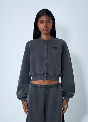 LN-CC® - Alexander Wang: Logo Motif Cardigan - Black Alexander Wang Logo Motif Cardigan Black awg0261002