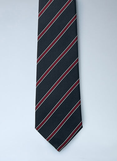 LN-CC® - Saint Laurent: Silk Stripe Tie - Burgundy Saint Laurent Silk Stripe Tie Burgundy sla0260027