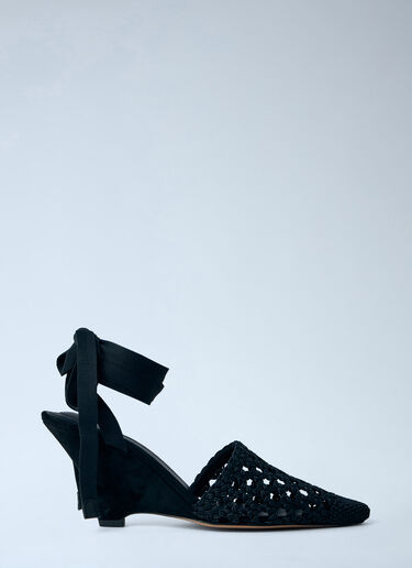 LN-CC® - Jacquemus: Woven Wedge Sandals - Black Jacquemus Woven Wedge Sandals Black jac0264036