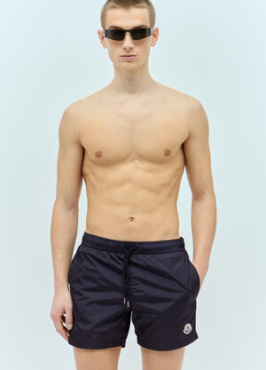 LN-CC® - Moncler: Logo Patch Swim Shorts - Navy Moncler Logo Patch Swim Shorts Navy mon0155016