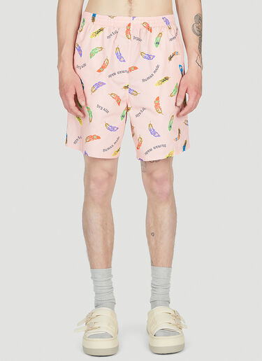 LN-CC® - Human Made: Feather Print Shorts - Pink Human Made Feather Print Shorts Pink hmd0152007