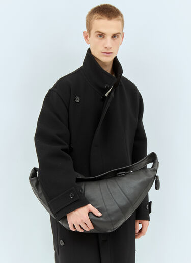 LN-CC® - Lemaire: Large Croissant Crossbody Bag - Black Lemaire Large Croissant Crossbody Bag Black lem0358001