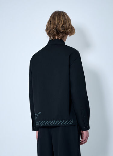 LN-CC® - Jacquemus: Zip-Front Cotton Shirt - Black Jacquemus Zip-Front Cotton Shirt Black jac0164016