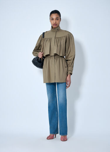 LN-CC® - Chloé: Gathered High-Collar Jacket - Olive Chloé Gathered High-Collar Jacket Olive chl0264001