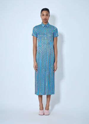 LN-CC® - Dries Van Noten: Striped Midi Shirt Dress - Blue Dries Van Noten Striped Midi Shirt Dress Blue dvn0263010