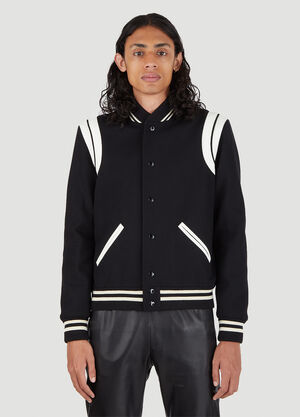 Saint Laurent Teddy Varsity Bomber Jacket Black sla0145024