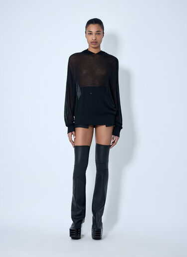 LN-CC® - Rick Owens: Mesh Knit Hoodie - Black Rick Owens Mesh Knit Hoodie Black ric0264012