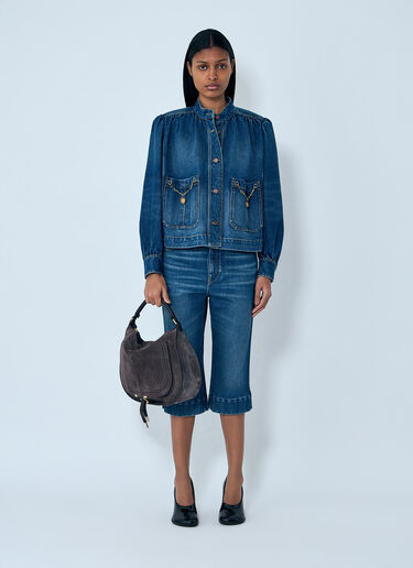 LN-CC® - Chloé: Gathered Denim Jacket - Blue Chloé Gathered Denim Jacket Blue chl0263036