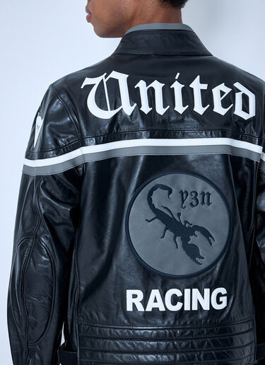 LN-CC® - Y-3 X NBHD: Racing-Inspired Leather Jacket - Black Y-3 X NBHD Racing-Inspired Leather Jacket Black ynb0162013
