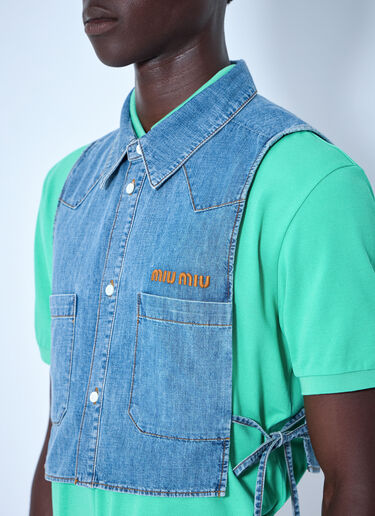 LN-CC® - Miu Miu: Cropped Chambray Tie Shirt - Light Blue Miu Miu Cropped Chambray Tie Shirt Light Blue miu0165012