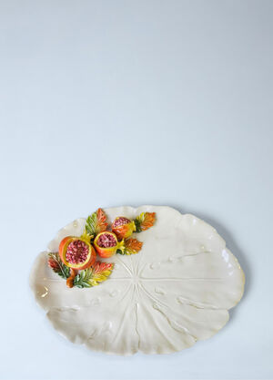 Les-Ottomans Porcelain Leaf Embossed Serving Plate Multicolour wps0692538
