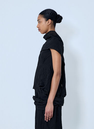 LN-CC® - LIMI Feu: Wrinkled Typewriter Scarf Detail Vest - Black LIMI Feu Wrinkled Typewriter Scarf Detail Vest Black lmf0264004