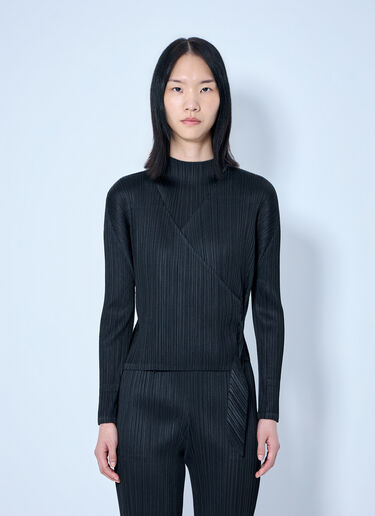 LN-CC® - Pleats Please Issey Miyake: Pleated Wrap Top - Black Pleats Please Issey Miyake Pleated Wrap Top Black plp0264013