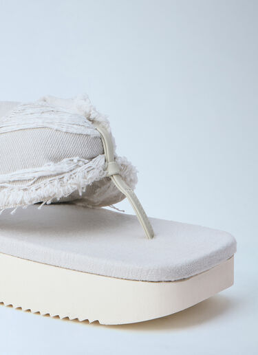 LN-CC® - Rick Owens DRKSHDW: Frayed Edge Thong Sandals - White Rick Owens DRKSHDW Frayed Edge Thong Sandals White drk0164036