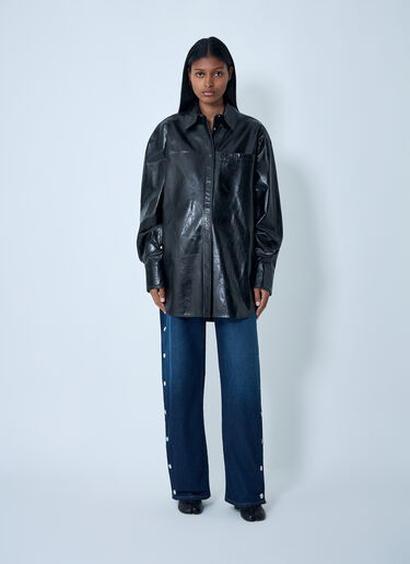 Sportmax Leather Overshirt Jacket Black spx0262012