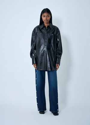 LN-CC® - Sportmax: Leather Overshirt Jacket - Black Sportmax Leather Overshirt Jacket Black spx0262012