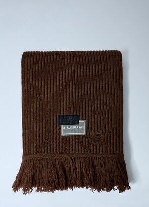 MM6 Maison Margiela Distressed Wool-Blend Scarf Brown mmm0361002