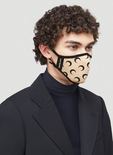 LN-CC® - Marine Serre: Moon Print Face Mask - Beige Marine Serre Moon Print Face Mask Beige mrs0342008
