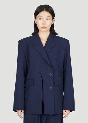 LN-CC® - Ottolinger: Signature Split Double-Breasted Blazer - Blue Ottolinger Signature Split Double-Breasted Blazer Blue ott0253001