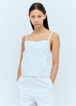 LN-CC® - Sportmax: Cropped Poplin Top - White Sportmax Cropped Poplin Top White spx0256005