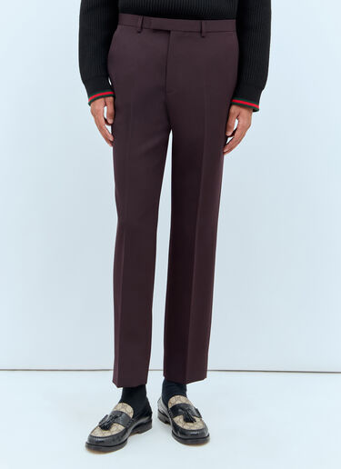 LN-CC® - Gucci: Logo Embroidery Wool Pants - Burgundy Gucci Logo Embroidery Wool Pants Burgundy guc0158004