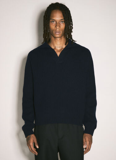 LN-CC® - Prada: Wool Rib Sweater - Navy Prada Wool Rib Sweater Navy pra0158009