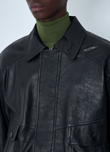 LN-CC® - Saint Laurent: Leather Blouson Jacket - Black Saint Laurent Leather Blouson Jacket Black sla0162008