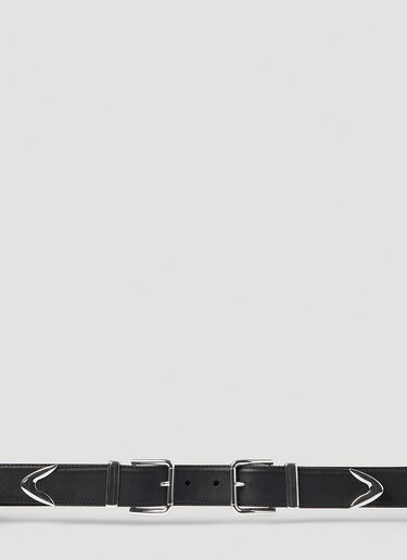 LN-CC® - Dolce & Gabbana: Double Buckle Leather Belt - Black Dolce & Gabbana Double Buckle Leather Belt Black dol0154012