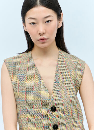 LN-CC® - Bottega Veneta: Prince Of Wales Waistcoat - Beige Bottega Veneta Prince Of Wales Waistcoat Beige bov0257015
