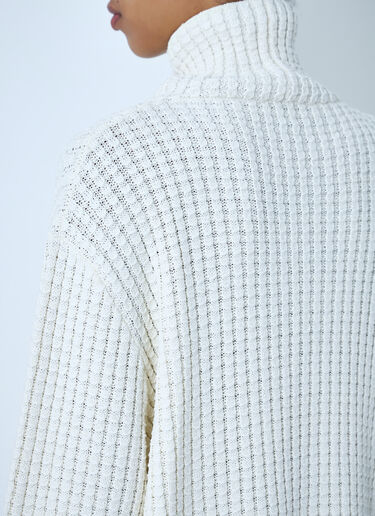TOTEME Waffle Knit Turtleneck Sweater White tot0264024
