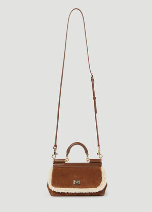 Dolce & Gabbana Sicily Suede Small Handbag Brown dol0254014