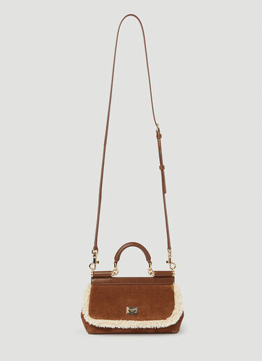Dolce & Gabbana Sicily Suede Small Handbag Brown dol0254014