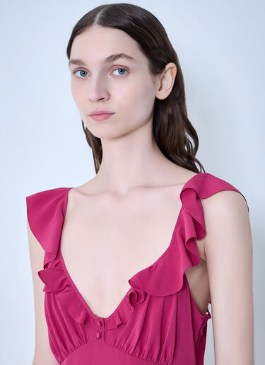 LN-CC® - Chloé: Ruffled Silk Dress - Pink Chloé Ruffled Silk Dress Pink chl0263051