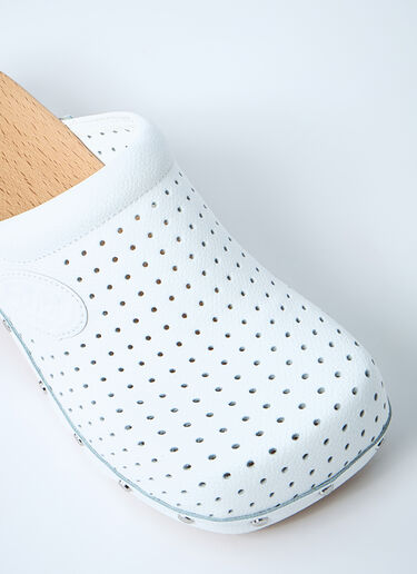 LN-CC® - Balenciaga: Perforated Heeled Clogs - White Balenciaga Perforated Heeled Clogs White bal0261028