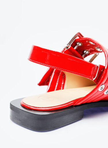 LN-CC® - GANNI: Feminine Buckle Ballerina Flats - Red GANNI Feminine Buckle Ballerina Flats Red gan0257046