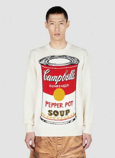 LN-CC® - Junya Watanabe: Soup Andy Warhol Sweater - White Junya Watanabe Soup Andy Warhol Sweater White jwn0152003