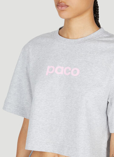 LN-CC® - Rabanne: Logo Print Cropped T-Shirt - Grey Rabanne Logo Print Cropped T-Shirt Grey pac0253015