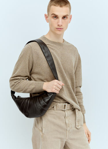 LN-CC® - Lemaire: Small Croissant Crossbody Bag - Brown Lemaire Small Croissant Crossbody Bag Brown lem0356001